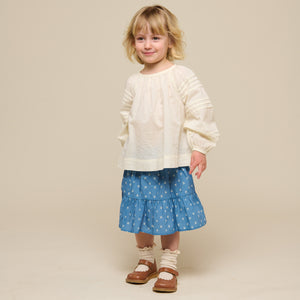 Bedruckter Popeline-Rock - Kids - Dusty Blue | 101054 Camilla