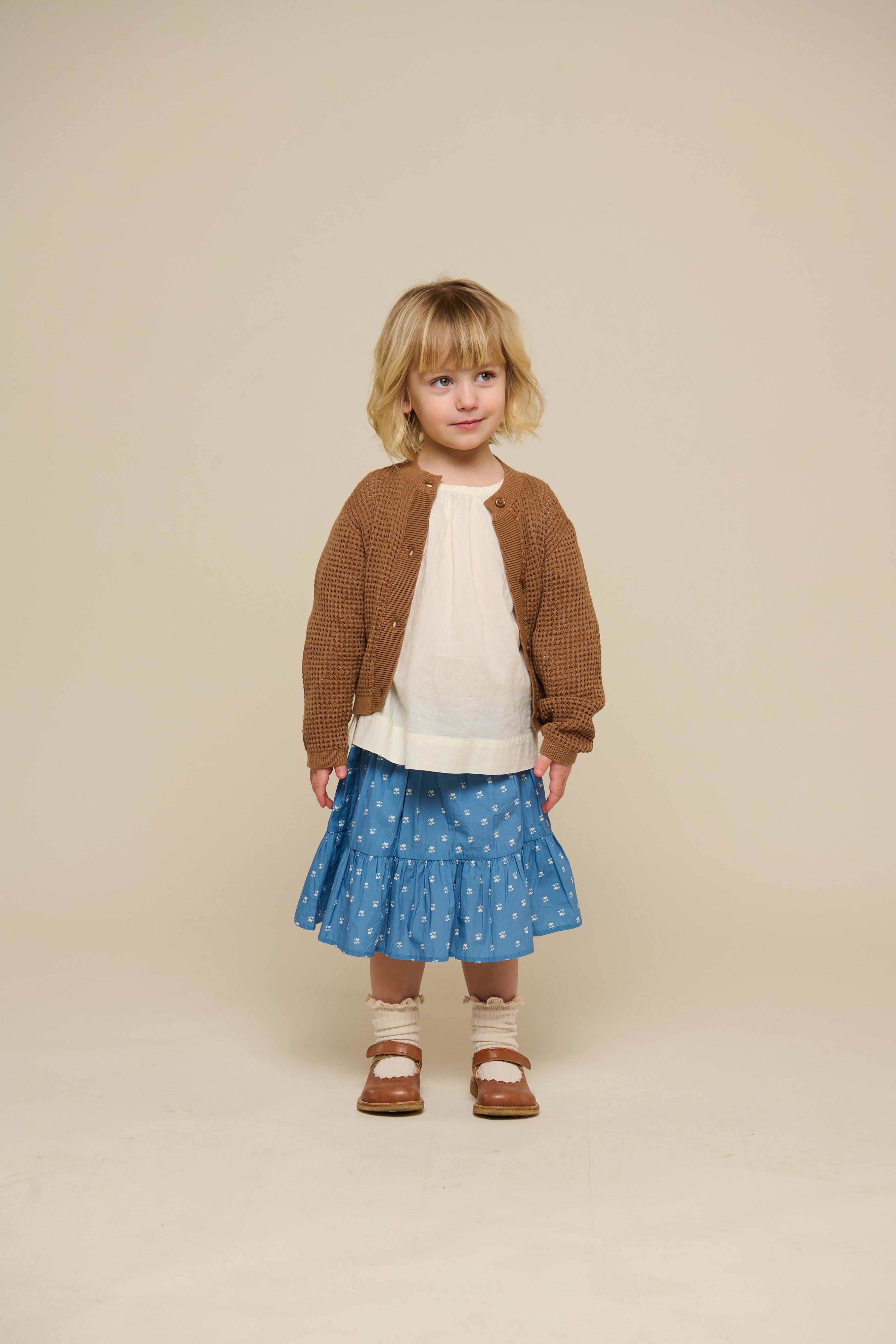 Bedruckter Popeline-Rock - Kids - Dusty Blue | 101054 Camilla