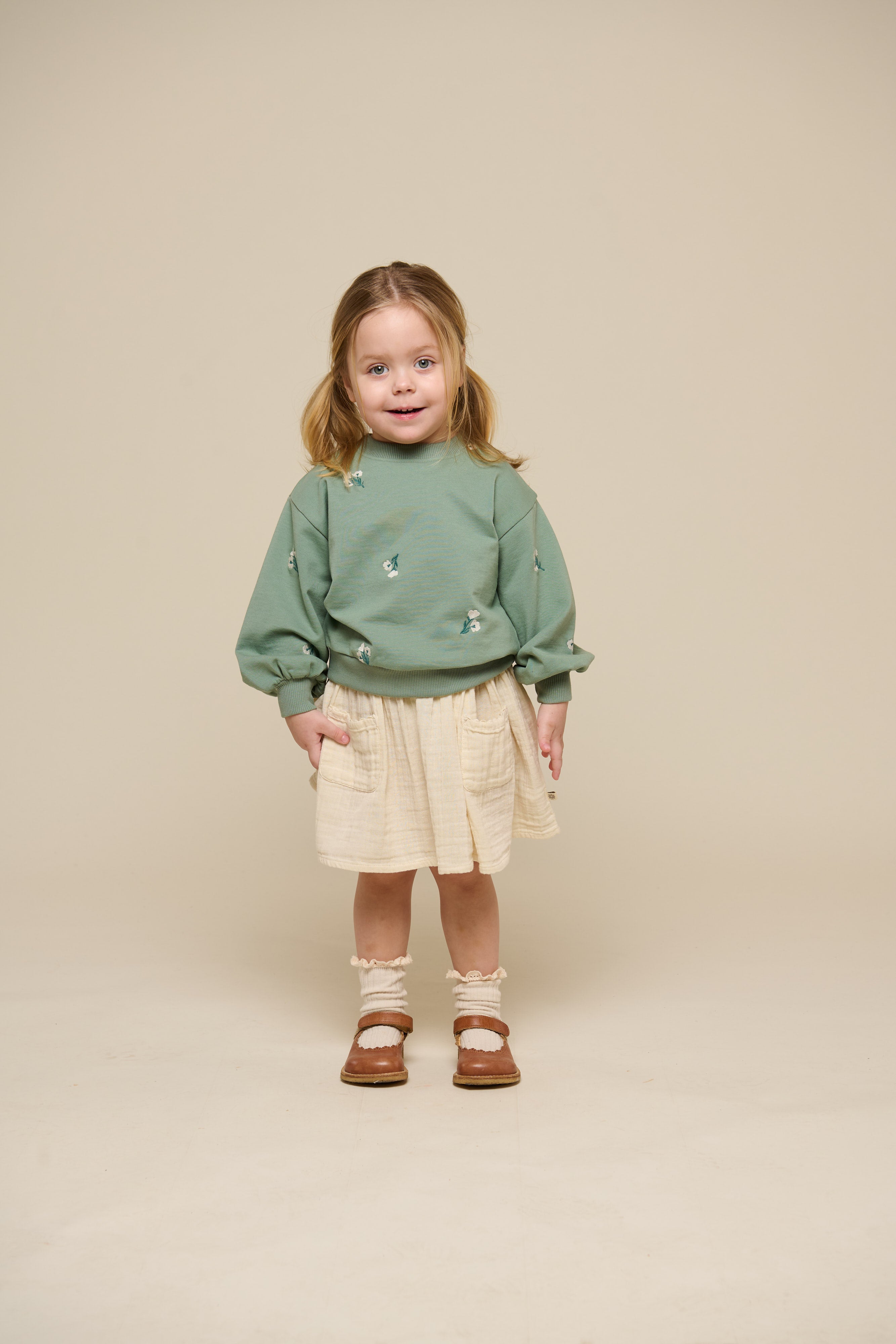 Besticktes Crewneck Sweatshirt - Kids - Dusty Green | 101211 Kimber