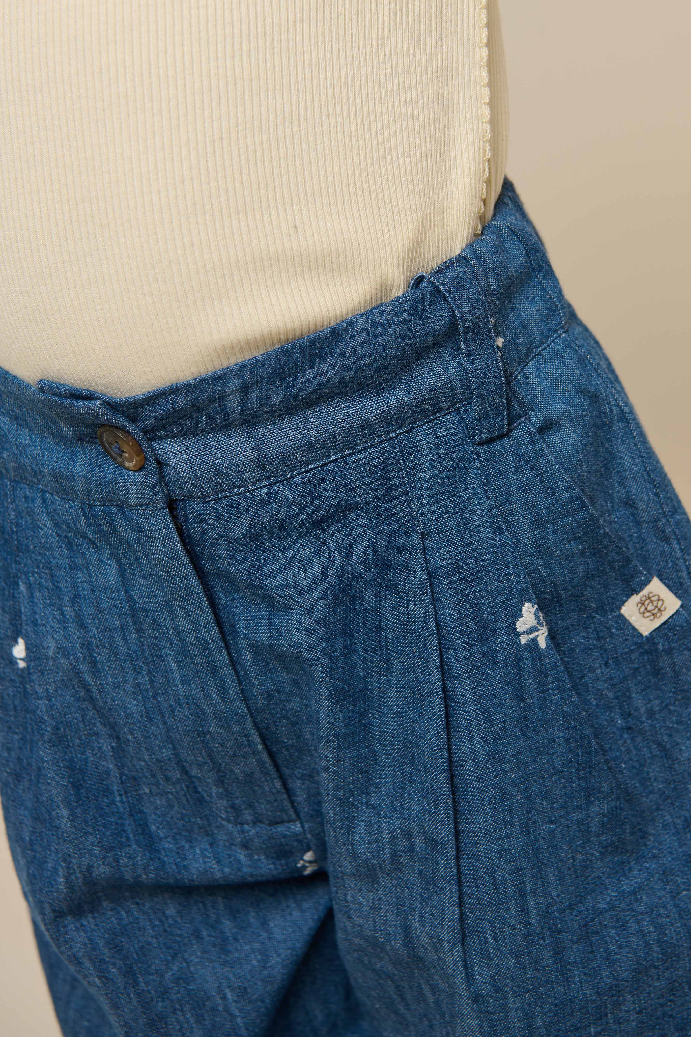 Bestickte Leichte Denim-Hose - Kids - Blue Denim | 101050 Isabella