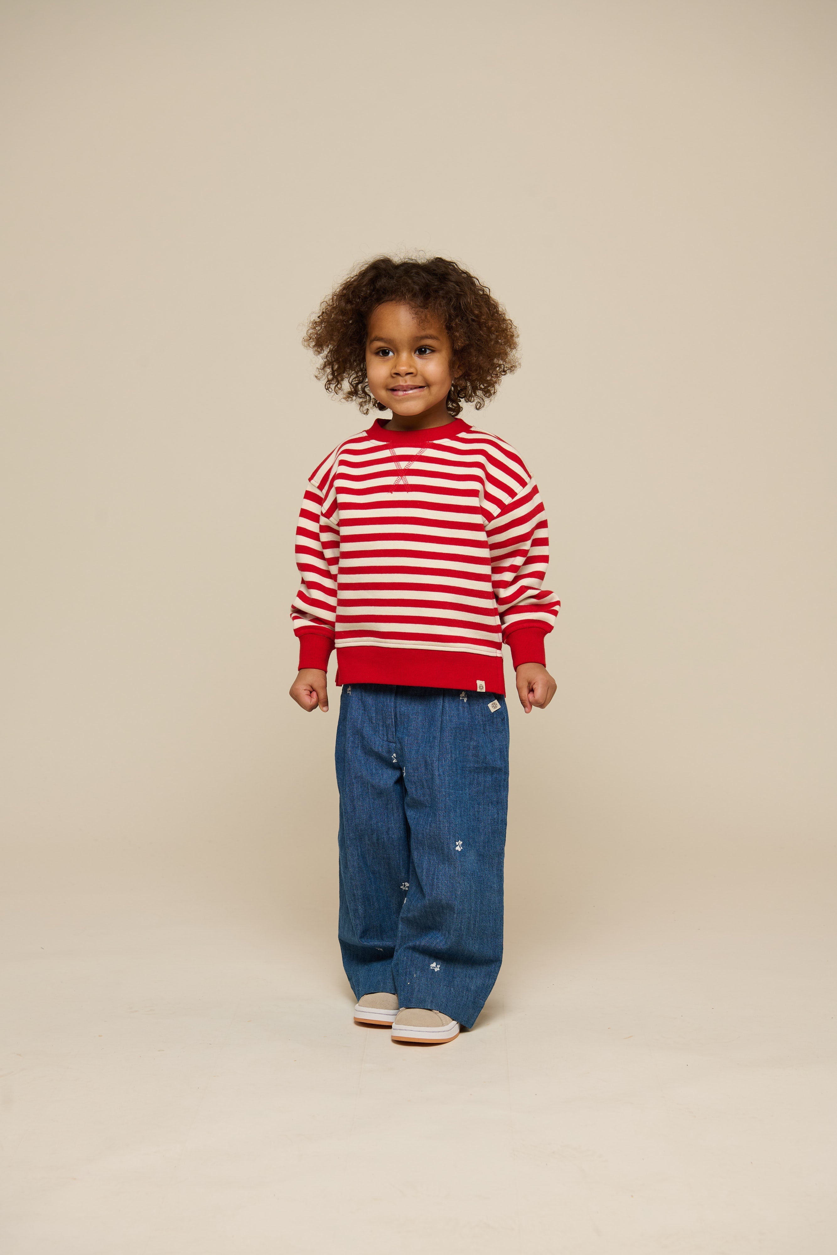 Gestreiftes Crewneck Sweatshirt - Kids - Cherry Red Stripe | 101342 Daniella