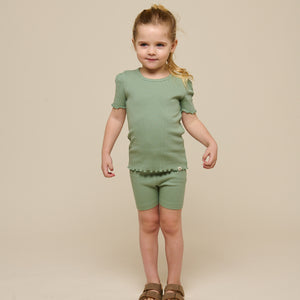 Kurze Shorts aus Modalripp - Kids - Dusty Green | 101318 Lottie