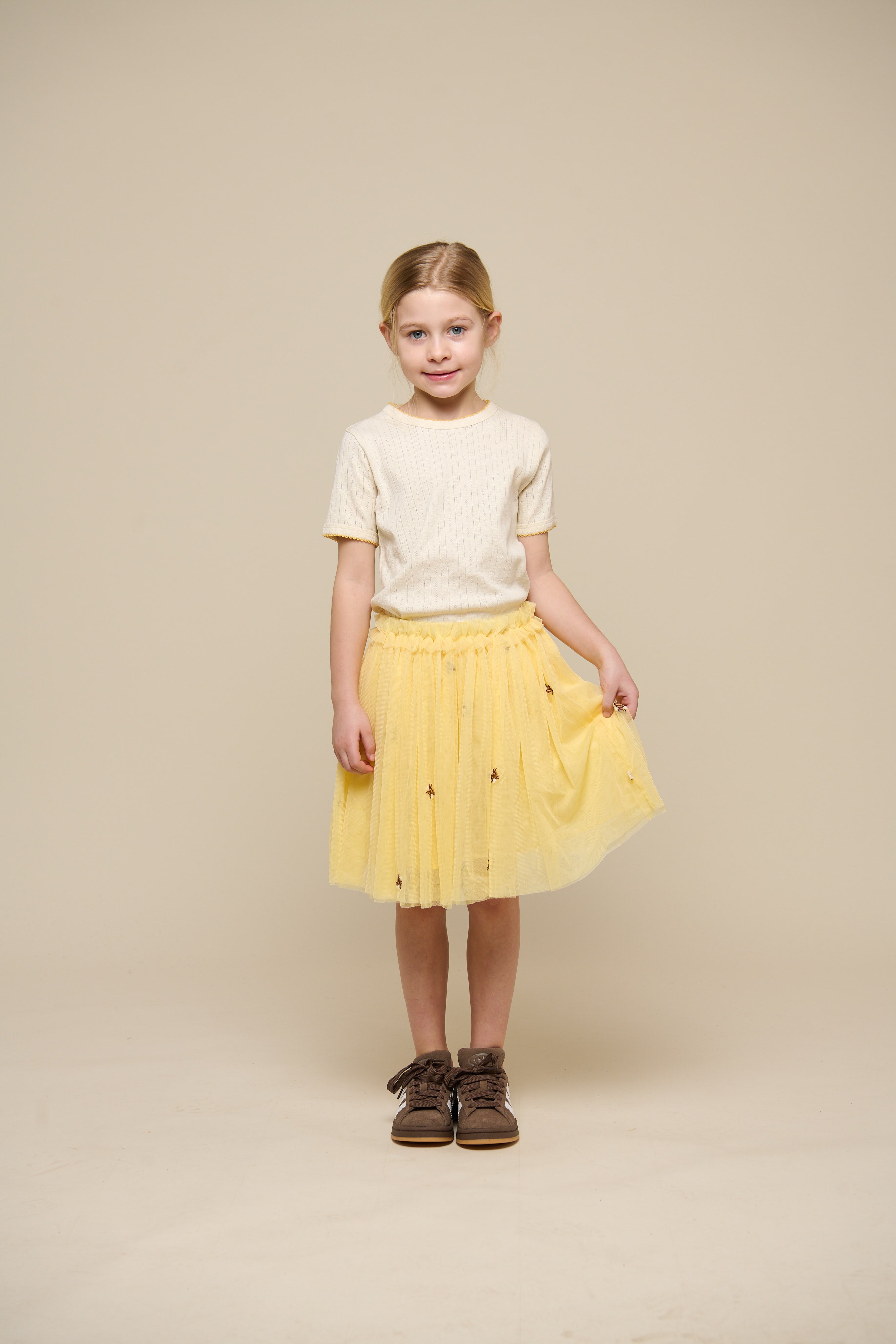 Pointelle T-Shirt mit Kontrast-Picot - Tween - Off White | 101290 Drew