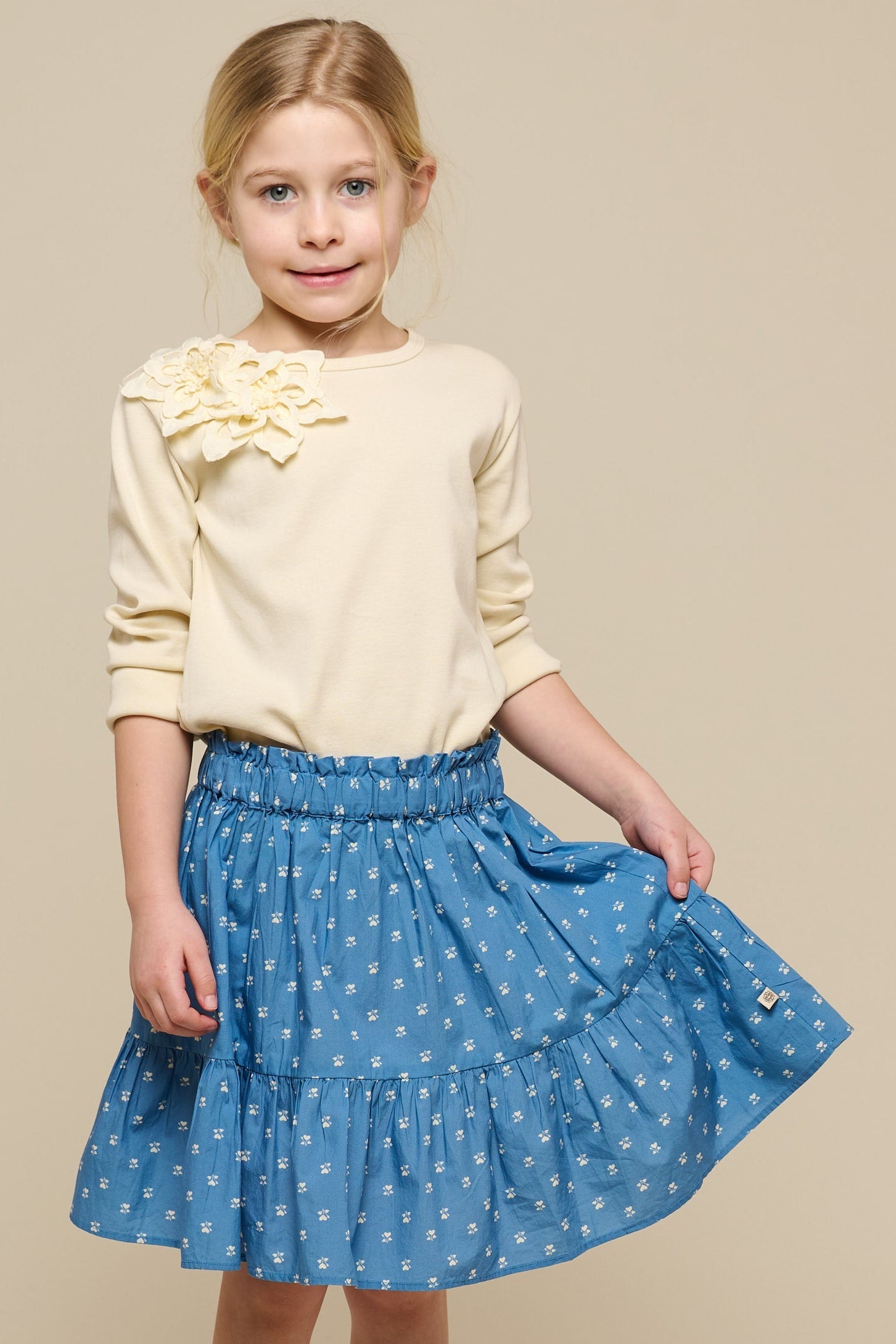 Bedruckter Popeline-Rock - Tween - Dusty Blue | 101085 Camilla