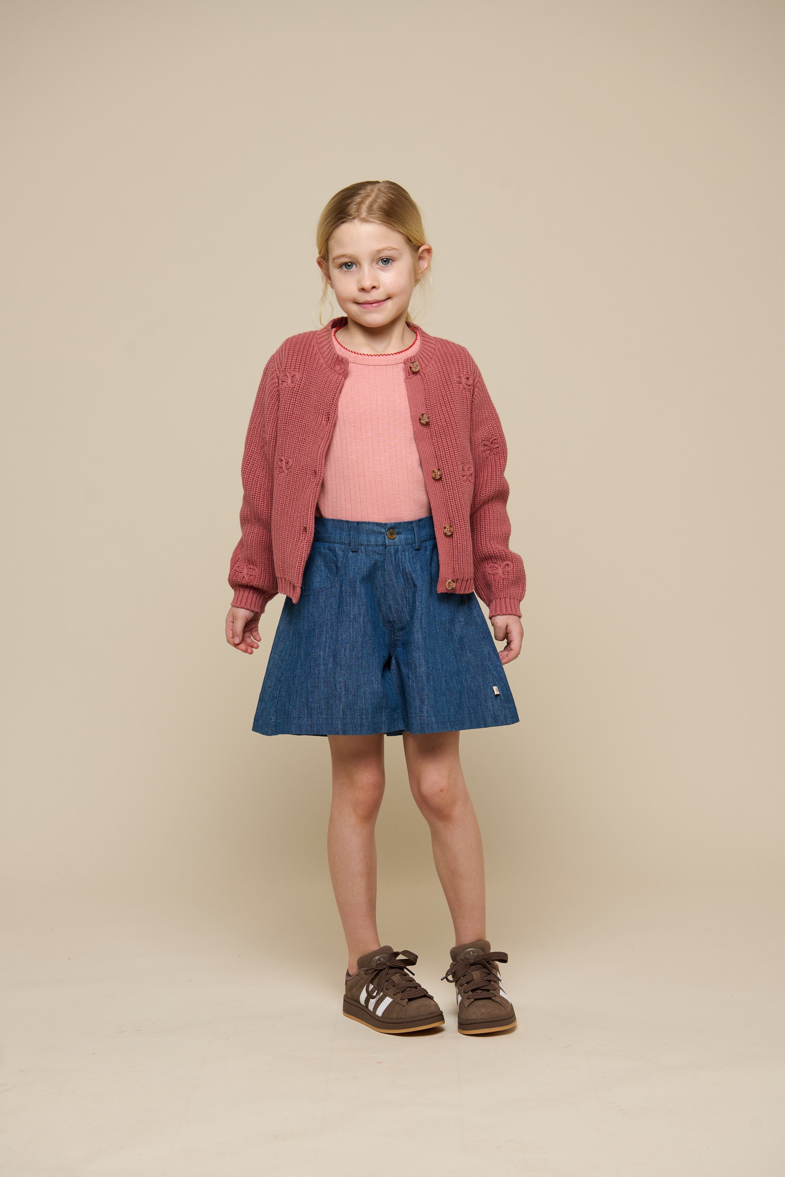 Baumwollstrickjacke mit Schleifen - Tween - Old Rose | 100793 Freya