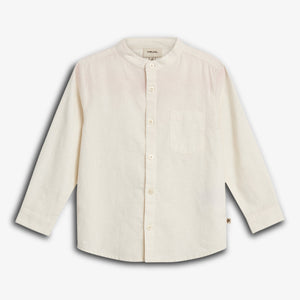 Leinen Stehkragenhemd - Off White | 100173 Pelle