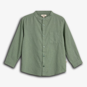 Leinen Stehkragenhemd - Green | 100175 Pelle