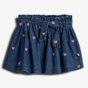 Jeansrock mit Stickerei - Dark Blue Denim with Rose Heart | 100182 Debbie