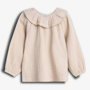 Musselinkragenbluse - Light Beige | 100237 Ella