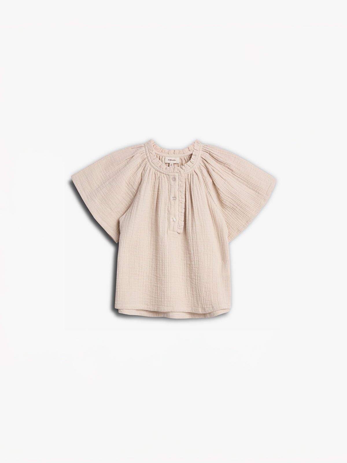 Musselin Bluse mit Knopfleiste - Light Beige | 100239 Ella