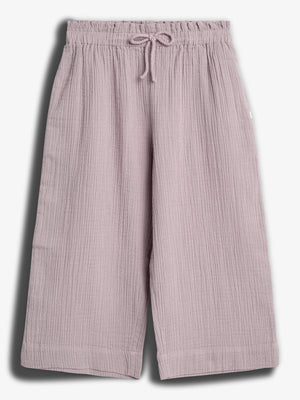 Verkürzte Musselin Hose - Purple | 100242 Ella