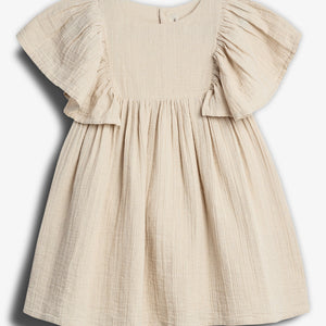 Musselinkleid mit Schmetterlingsärmeln und Stickerei - Light Beige | 100243 Ella