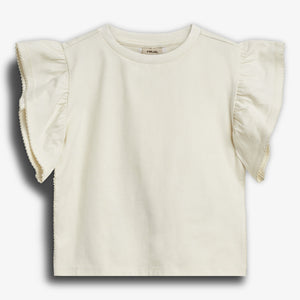 Rüschenshirt mit Picot-Stich - Off White | 100254 Vilde