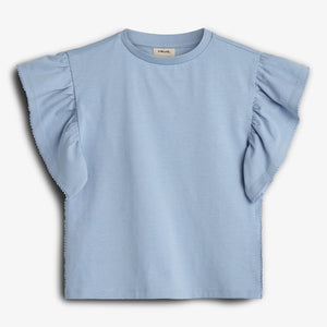 Rüschenshirt mit Picot-Stich - Tween - Blue | 100386 Vilde
