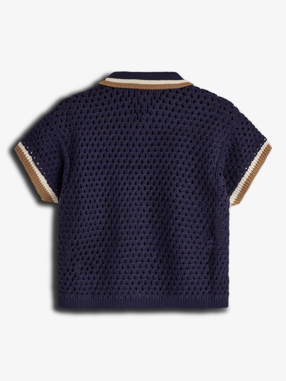 Durchbrochen gestrickte sportliche Jacke - Navy | 100275 Carl