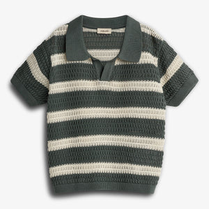 Gestreiftes Strick-Poloshirt - Petrol | 100276 Piet