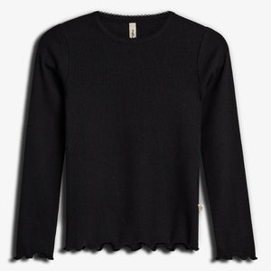 Modal-Ripp Langarm-T-Shirt - Black | 100317 Fiona