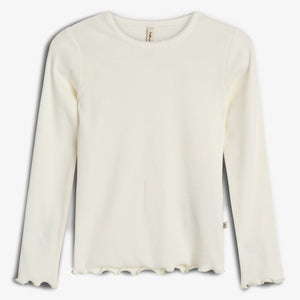 Modal-Ripp Langarm-T-Shirt - Off White | 100319 Fiona