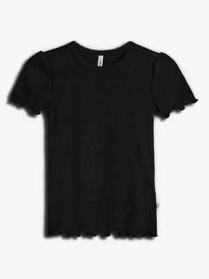 Modal-Ripp Kurzarm-T-Shirt - Black | 100321 Fiona