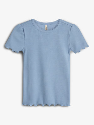 Modal-Ripp Kurzarm-T-Shirt - Blue | 100322 Fiona