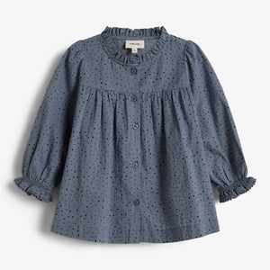 Baumwolltunika mit Micro Dots - Little - Dusty Blue