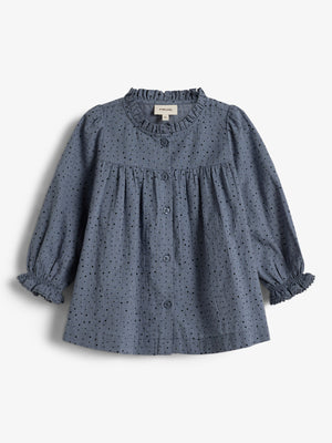 Baumwolltunika mit Micro Dots - Little - Dusty Blue