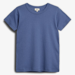 Tailliertes T-Shirt mit Picot-Stich - Dusty Cobalt | 100201 Tina