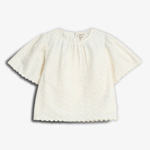 Schmetterlingsstickerei Bluse - Tween - Off White | 100434 Karla