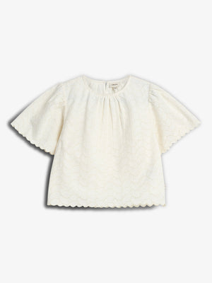 Schmetterlingsstickerei Bluse - Off White | 100308 Karla