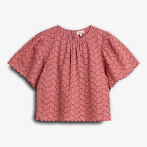 Schmetterlingsstickerei Bluse - Tween - Blush | 100435 Karla