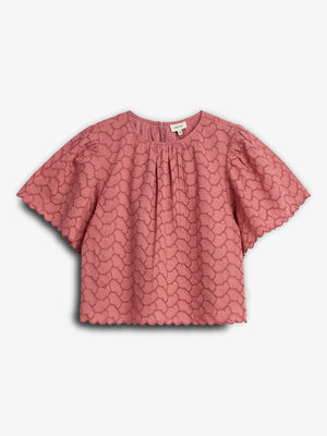 Schmetterlingsstickerei Bluse - Blush | 100309 Karla