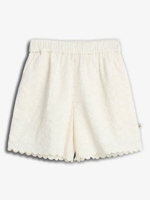 Schmetterlingsstickerei Shorts - Tween - Off White | 100436 Karla