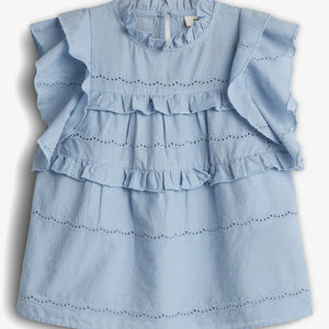 Ärmellose Rüschenbluse - Tween - Blue | 100485 Frida