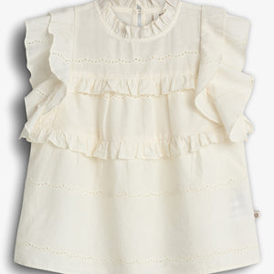 Ärmellose Rüschenbluse - Off White | 100486 Frida