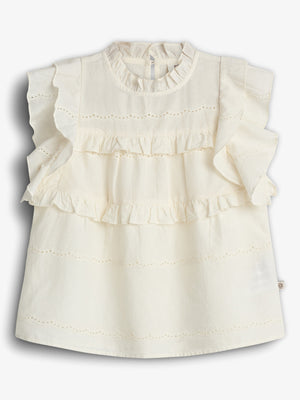 Ärmellose Rüschenbluse - Off White | 100486 Frida