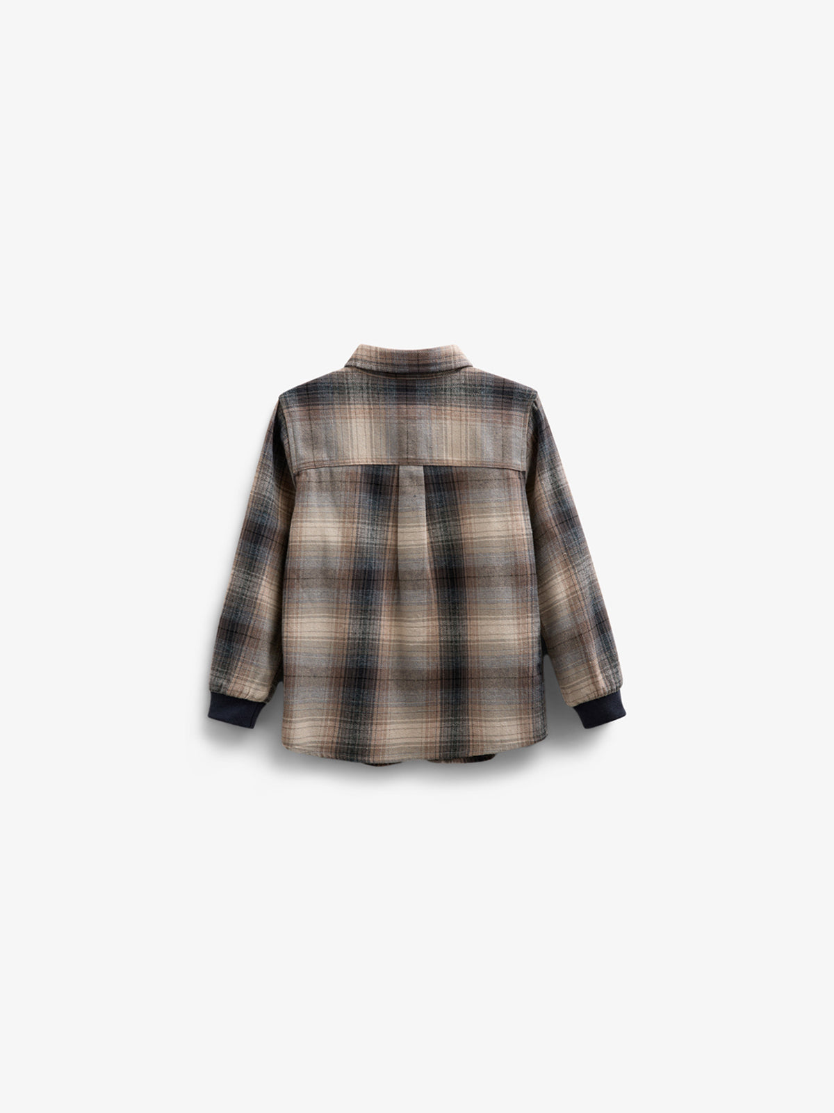 Kariertes Flanellhemd mit Rippbündchen - Kids - Brown Navy Check | 100529 Henry