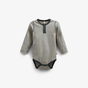 Langärmeliger Baumwoll-Ripp-Body - Kids - Forest Green Stripe | 100558 Manson