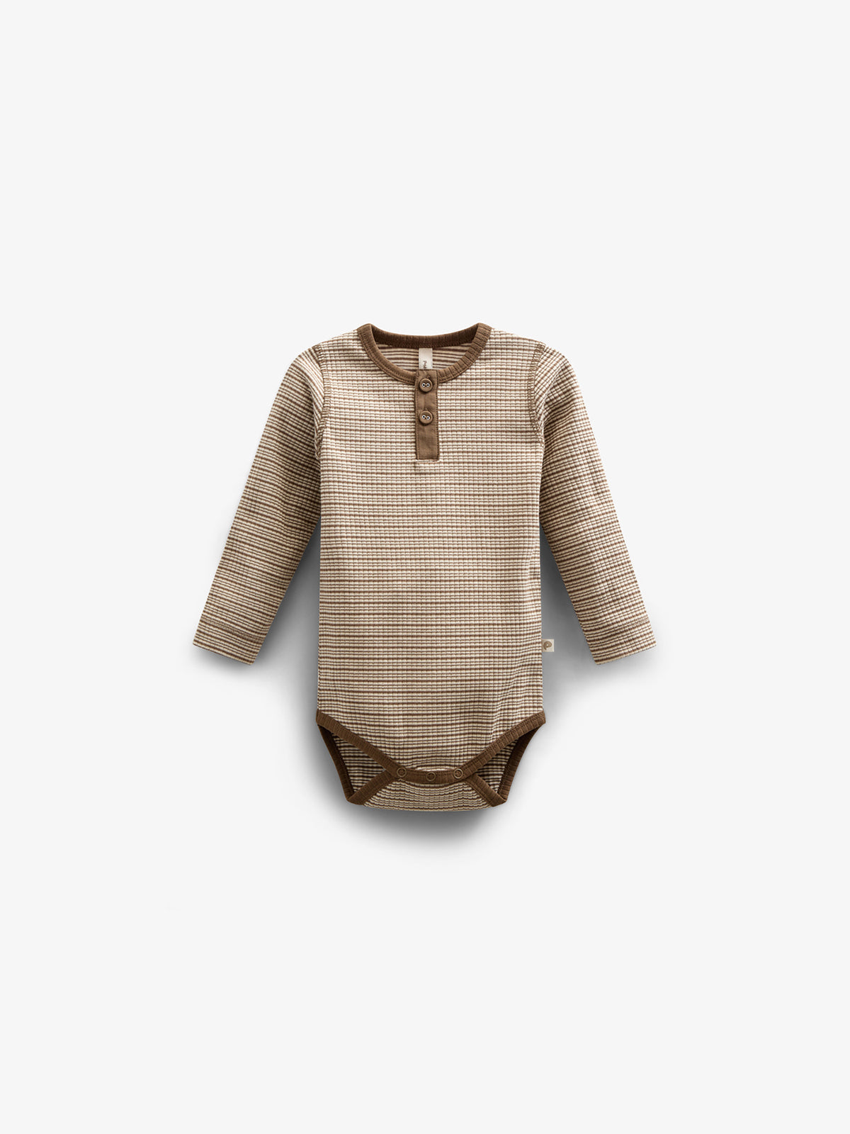 Langärmeliger Baumwoll-Ripp-Body - Kids - Coffee Stripe | 100559 Manson