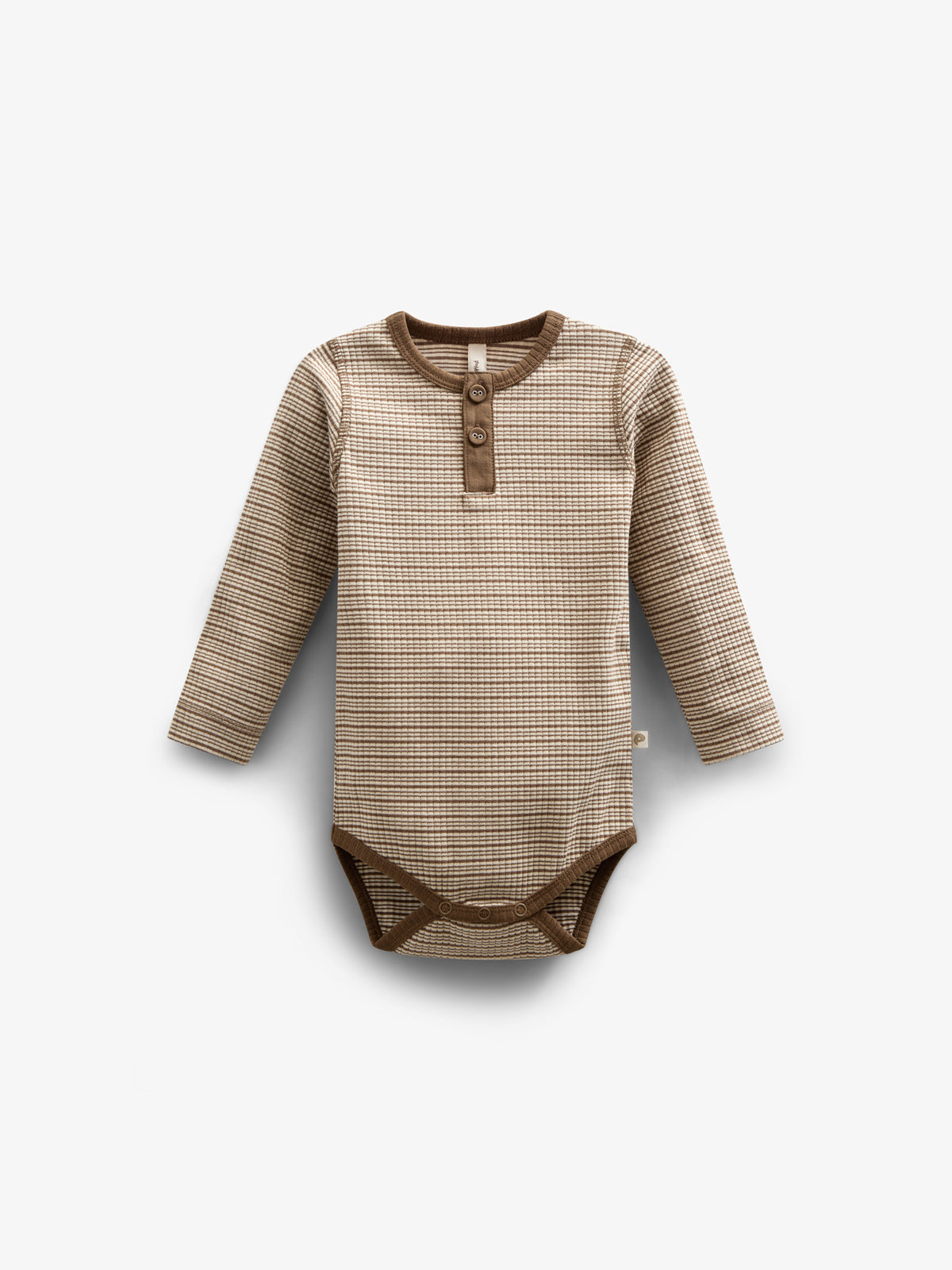 Langärmeliger Baumwoll-Ripp-Body - Kids - Coffee Stripe | 100559 Manson