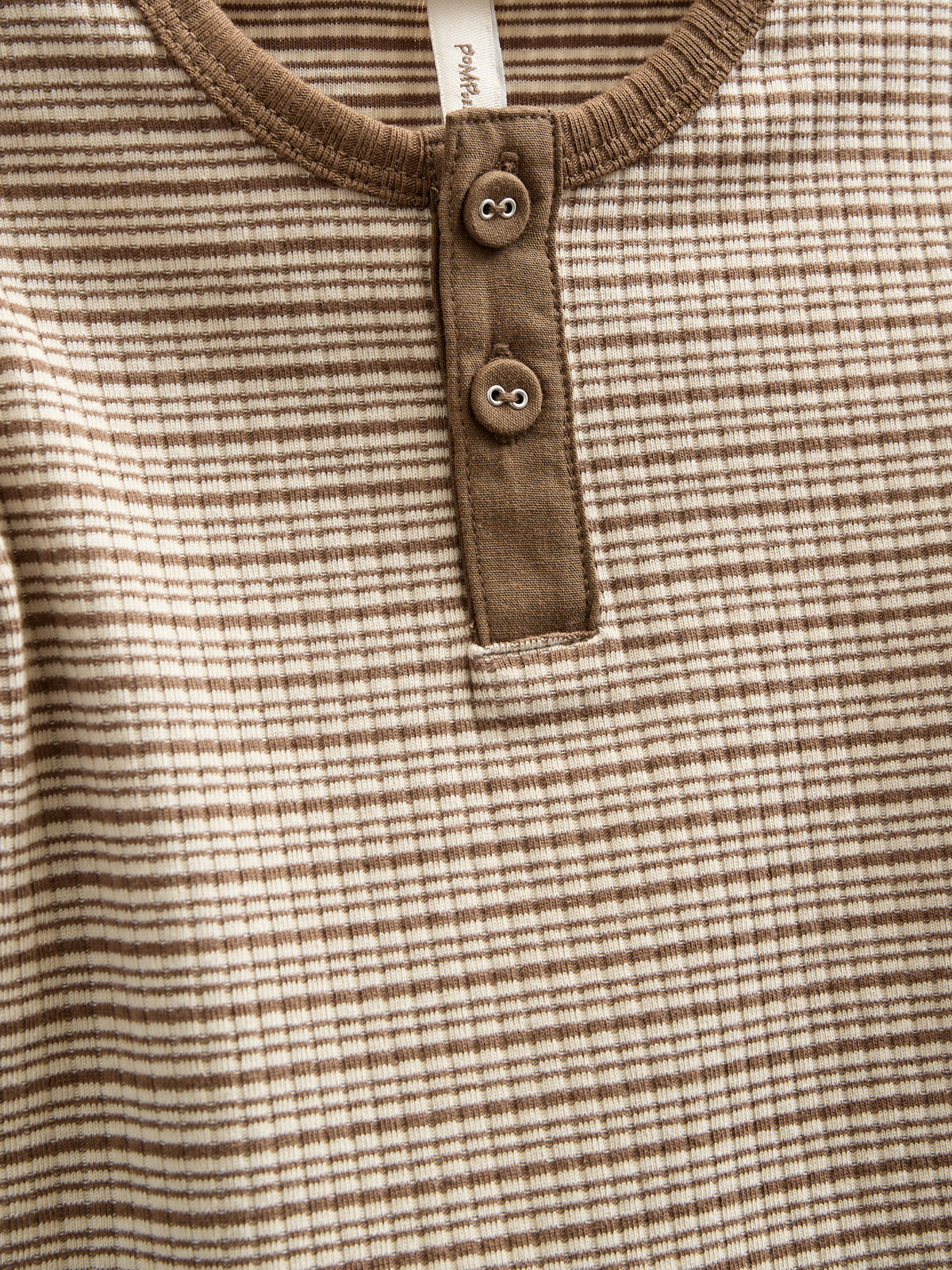 Langärmeliger Baumwoll-Ripp-Body - Kids - Coffee Stripe | 100559 Manson