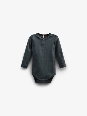 Langärmeliger Baumwoll-Ripp-Body - Kids - Forest Green | 100560 Manson