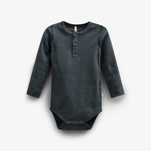 Langärmeliger Baumwoll-Ripp-Body - Kids - Forest Green | 100560 Manson