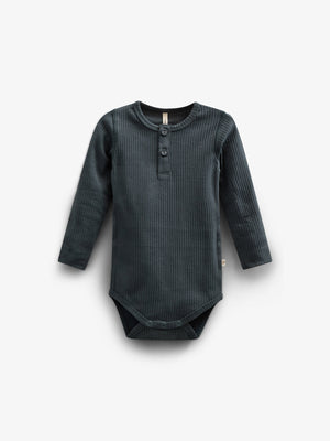 Langärmeliger Baumwoll-Ripp-Body - Kids - Forest Green | 100560 Manson