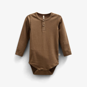Langärmeliger Baumwoll-Ripp-Body - Kids - Coffee | 100561 Manson