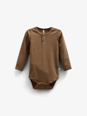 Langärmeliger Baumwoll-Ripp-Body - Kids - Coffee | 100561 Manson