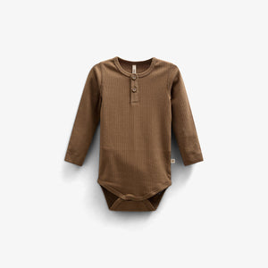 Langärmeliger Baumwoll-Ripp-Body - Kids - Coffee | 100561 Manson