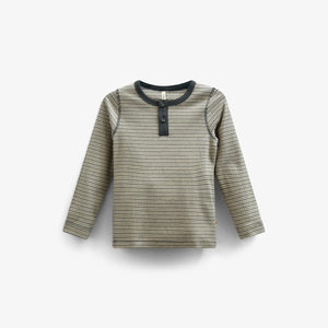 Langärmeliges T-Shirt aus Baumwollripp - Kids - Forest Green Stripe | 100562 Manson
