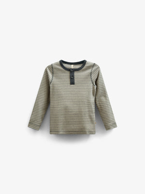 Langärmeliges T-Shirt aus Baumwollripp - Kids - Forest Green Stripe | 100562 Manson