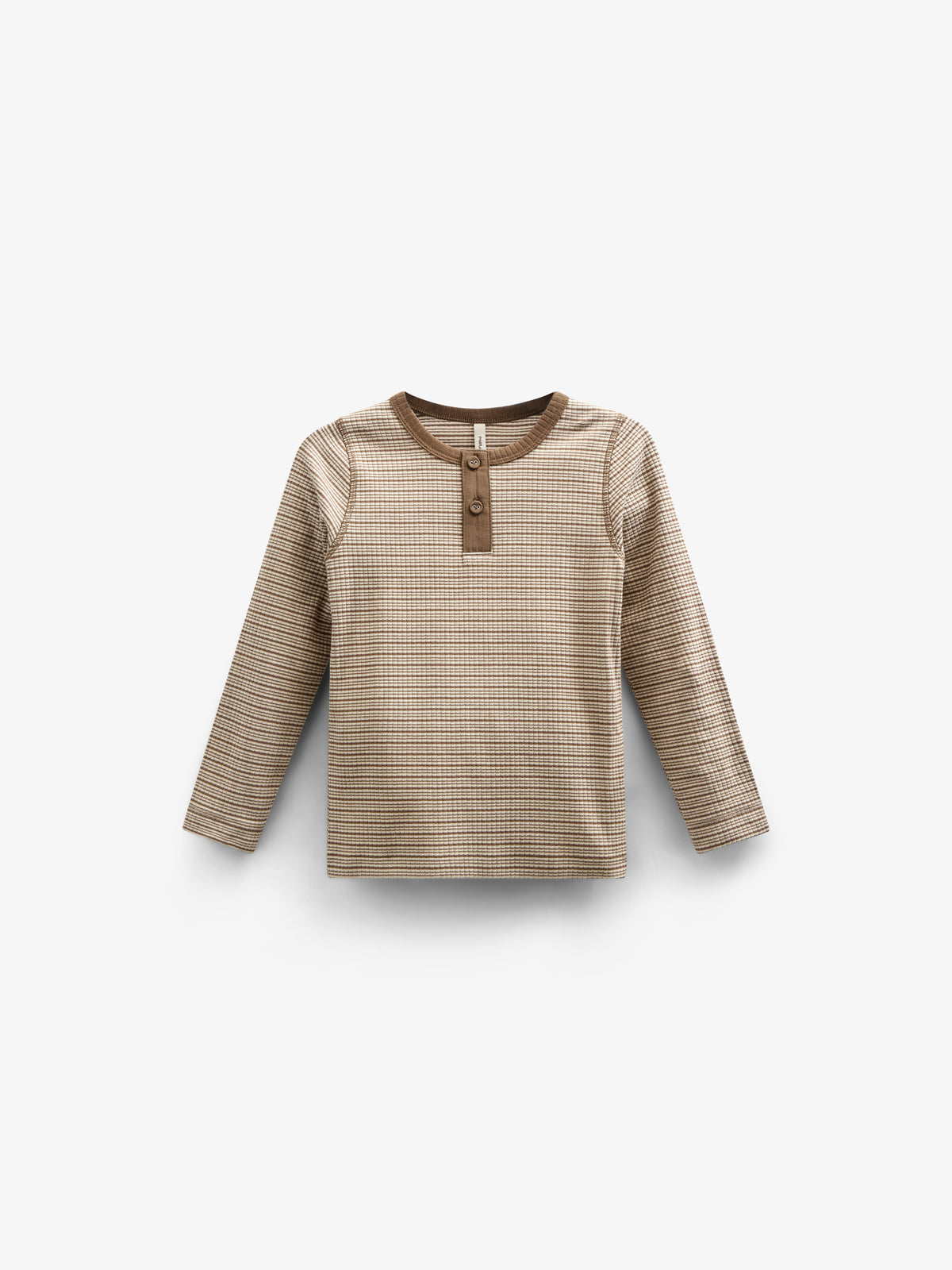 Langärmeliges T-Shirt aus Baumwollripp - Kids - Coffee Stripe | 100564 Manson