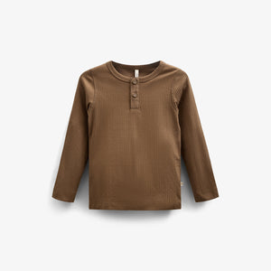Langärmeliges T-Shirt aus Baumwollripp - Kids - Coffee | 100568 Manson